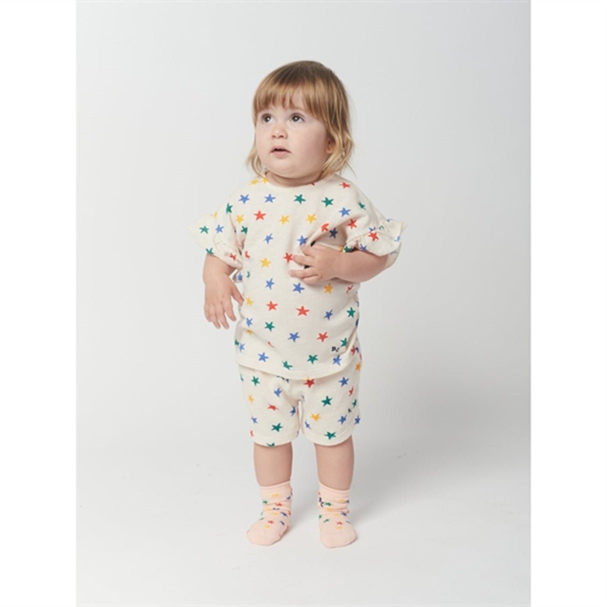 Bobo Choses Offwhite Multicolor Stars All Over Ruffle T-Shirt 4