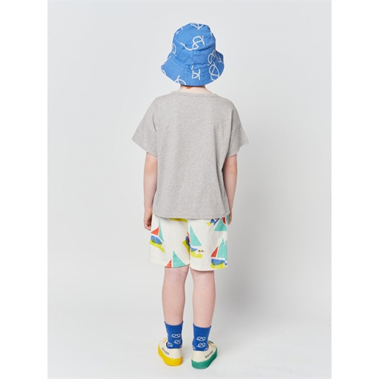 Bobo Choses Light Heather Grey Yellow Squid T-Shirt 9