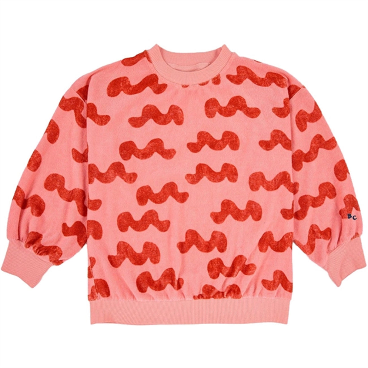 Bobo Choses Pink Waves All Over Terry Sweatshirt