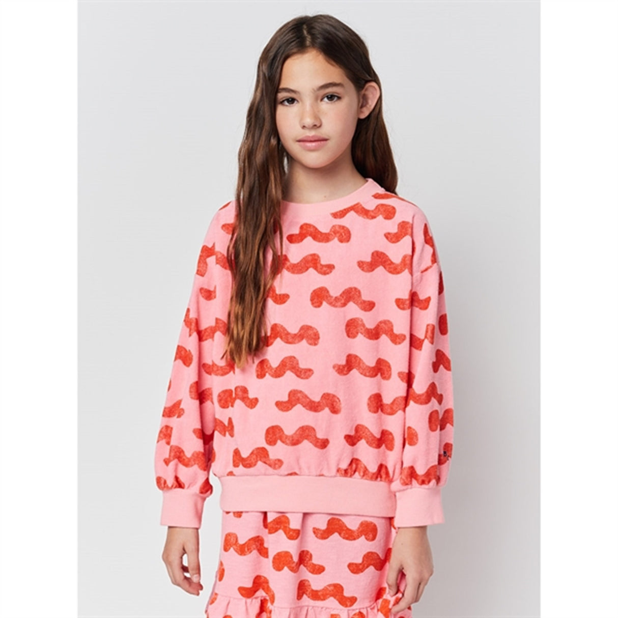 Bobo Choses Pink Waves All Over Terry Sweatshirt 3