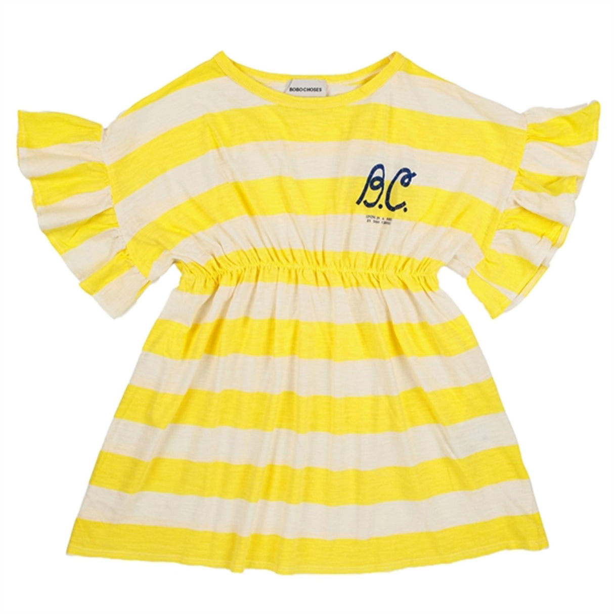 Bobo Choses Yellow Stripes Ruffle Dress