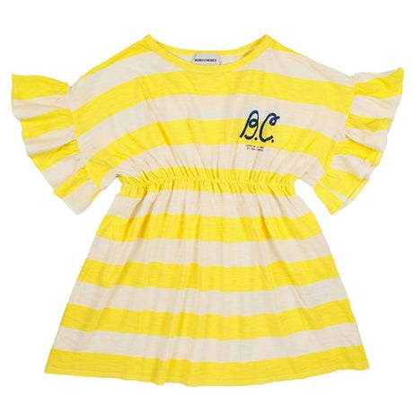 Bobo Choses Yellow Stripes Ruffle Dress