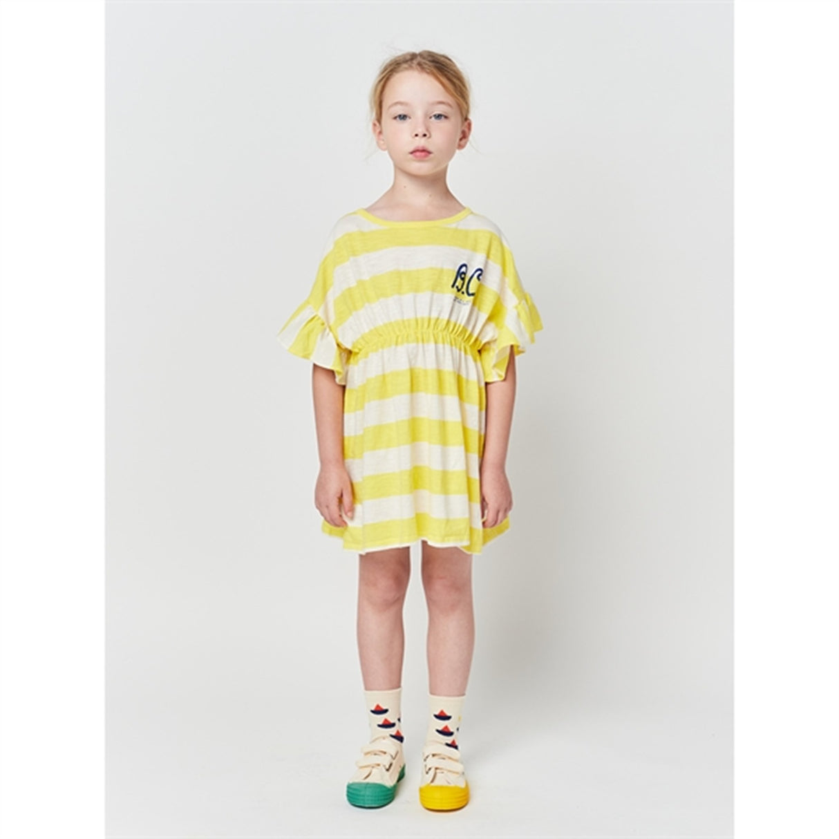 Bobo Choses Yellow Stripes Ruffle Dress 3