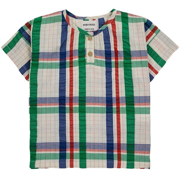 Bobo Choses Baby Madras Checks Woven Shirt Short Sleeve Multicolor
