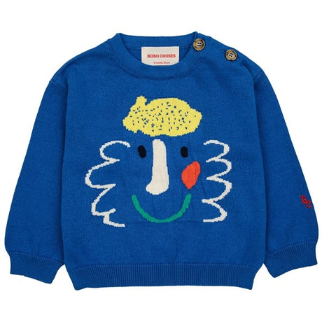 Bobo Choses Baby Happy Mask Jumper Round Neck Blue