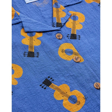 Bobo Choses Acoustic Guitar All Over Woven Shirt Short Sleeve Navy Blue 2