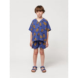 Bobo Choses Acoustic Guitar All Over Woven Shirt Short Sleeve Navy Blue 4