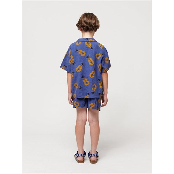 Bobo Choses Acoustic Guitar All Over Woven Shirt Short Sleeve Navy Blue 6