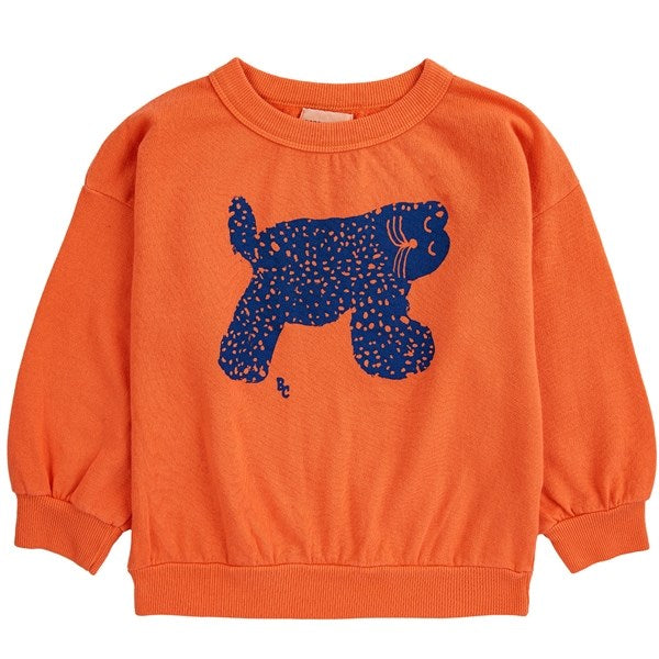 Bobo Choses Big Cat Sweatshirt Round Neck Orange