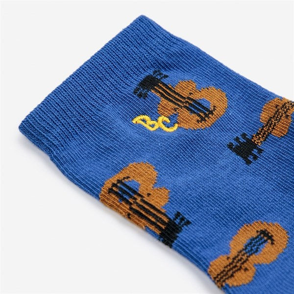 Bobo Choses Acoustic Guitar All Over Short Socks Blue 3