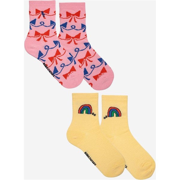 Bobo Choses Rainbow & Ribbon Bow All Over Short Socks 2-pak Multicolor