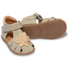 Pom Pom Starter Sandal Flower Velcro Dusty Olive Patent