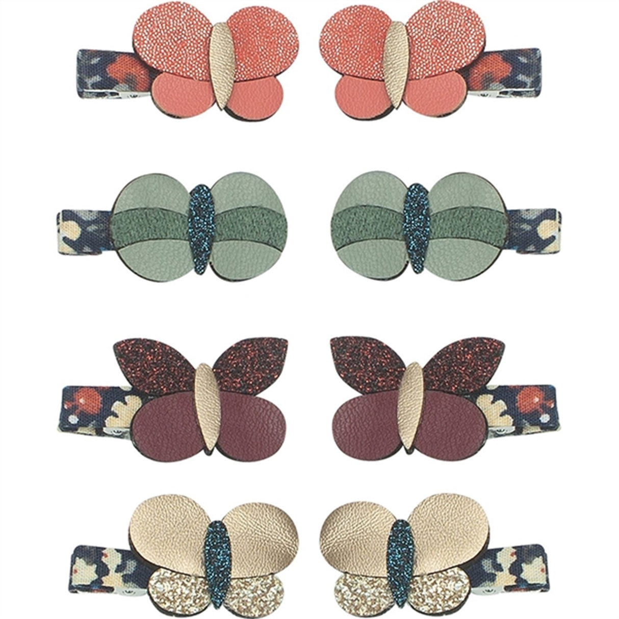 Mimi & Lula 8 Hair Clips Mini Bonnie Butterfly Winter Ivy