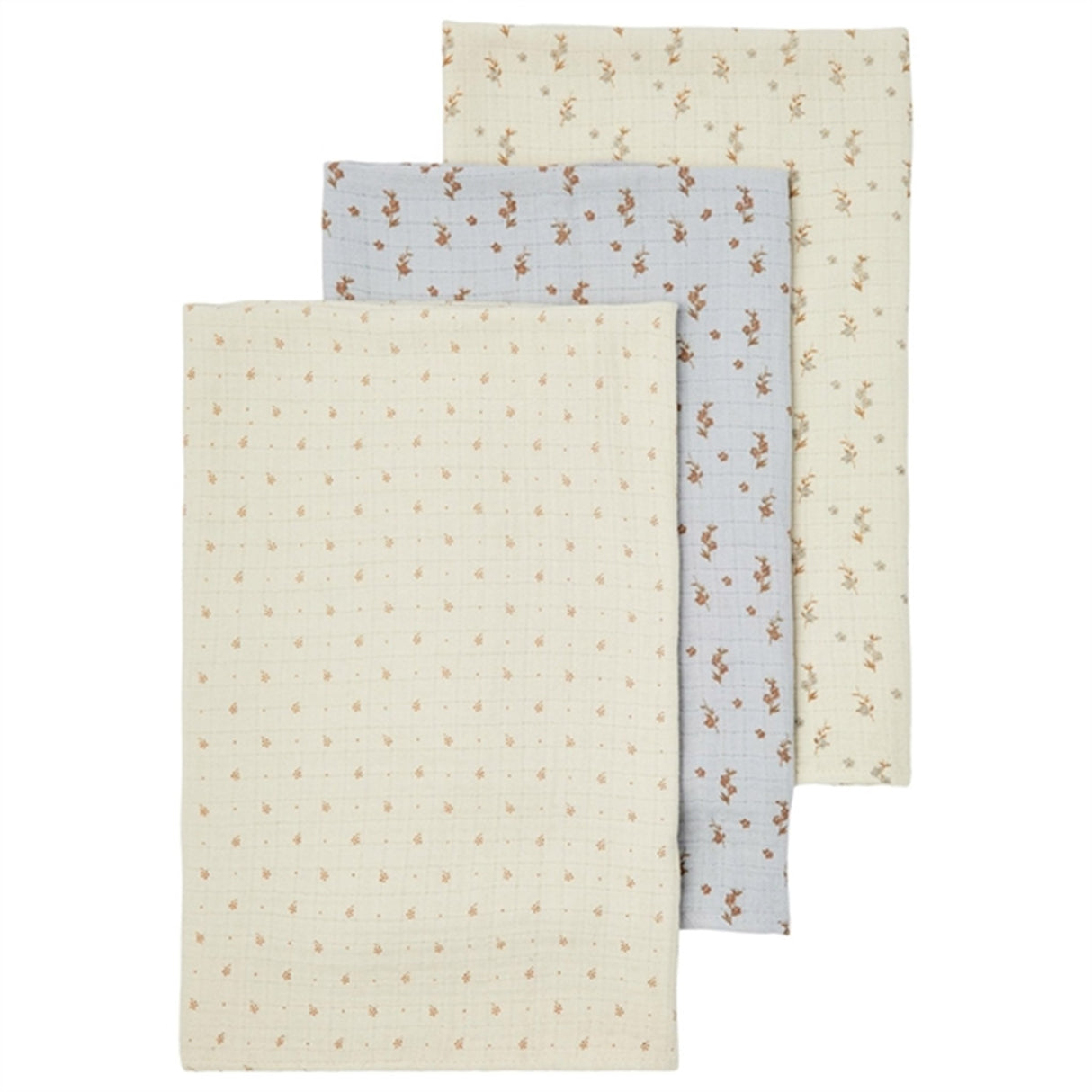 Lil'Atelier Turtledove Isley Muslin Cloths AOP 3-pack