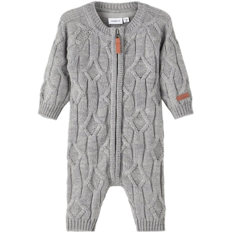 Name it Grey Melange Runi Wool Knit Onesie