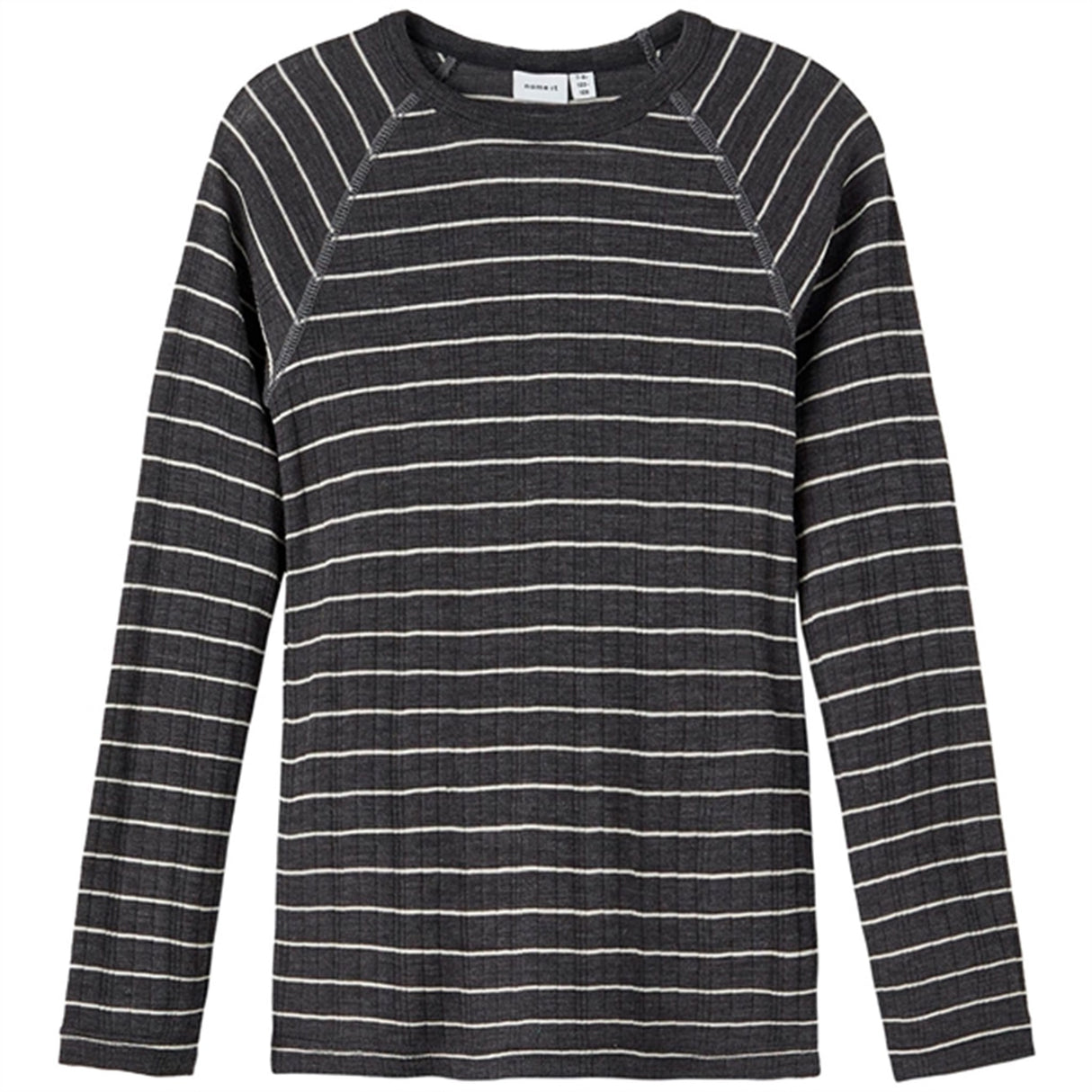 Name it Blue Graphite Stripes Wang Wool Needle Stripe Blouse