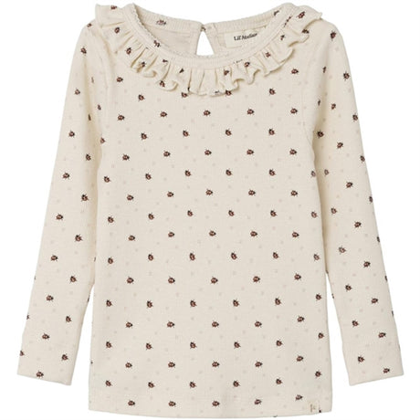 Lil'Atelier Whitecap Gray Ladybug Gago Slim Blouse