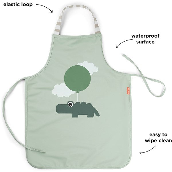 Done by Deer Waterproof Kids Apron Happy Clouds Green 3