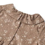 Wheat Cocoa Brown Flowers Violetta Dress 2