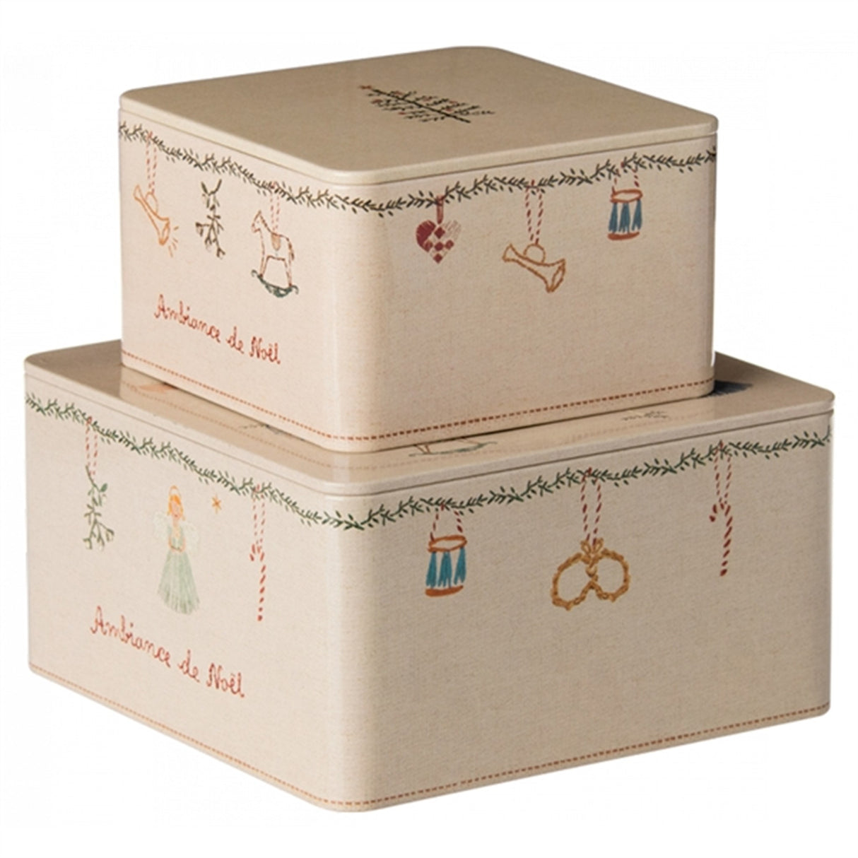 Maileg Metal Box, Ambiance De Noël - 2 Pcs Set