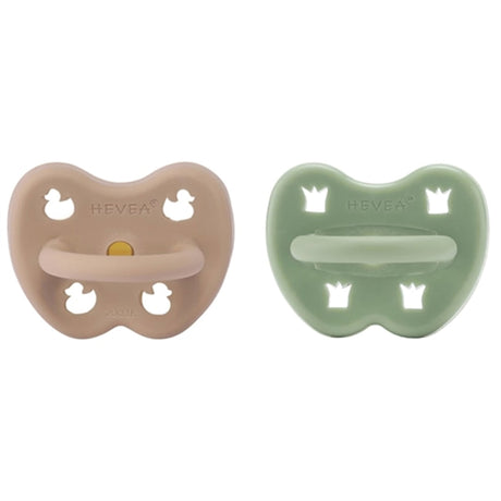 Hevea Pacifier 2-Pack Orthodontic Tan Beige & Moss Green