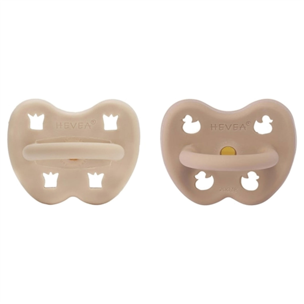 Hevea Pacifier 2-Pack Round Sandy Nude & Tan Beige