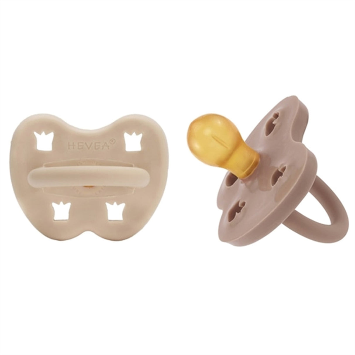 Hevea Pacifier 2-Pack Round Sandy Nude & Tan Beige