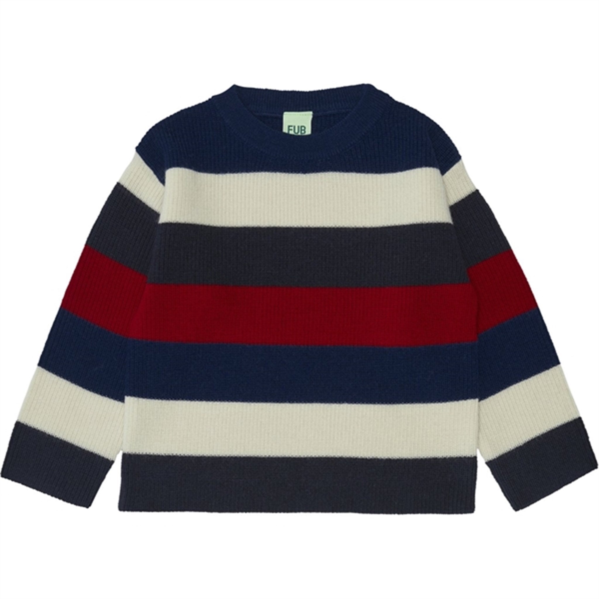 FUB Multistriped Knitted Sweater Dark Navy/Ecru/Royal Blue/Bright Red