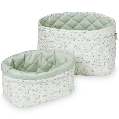 Cam Cam Copenhagen Quilted Storage Basket 2 Pack Green Leaves