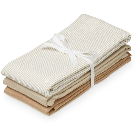 Cam Cam Copenhagen Muslin Cloth 3-pack Classic Stripes Camel