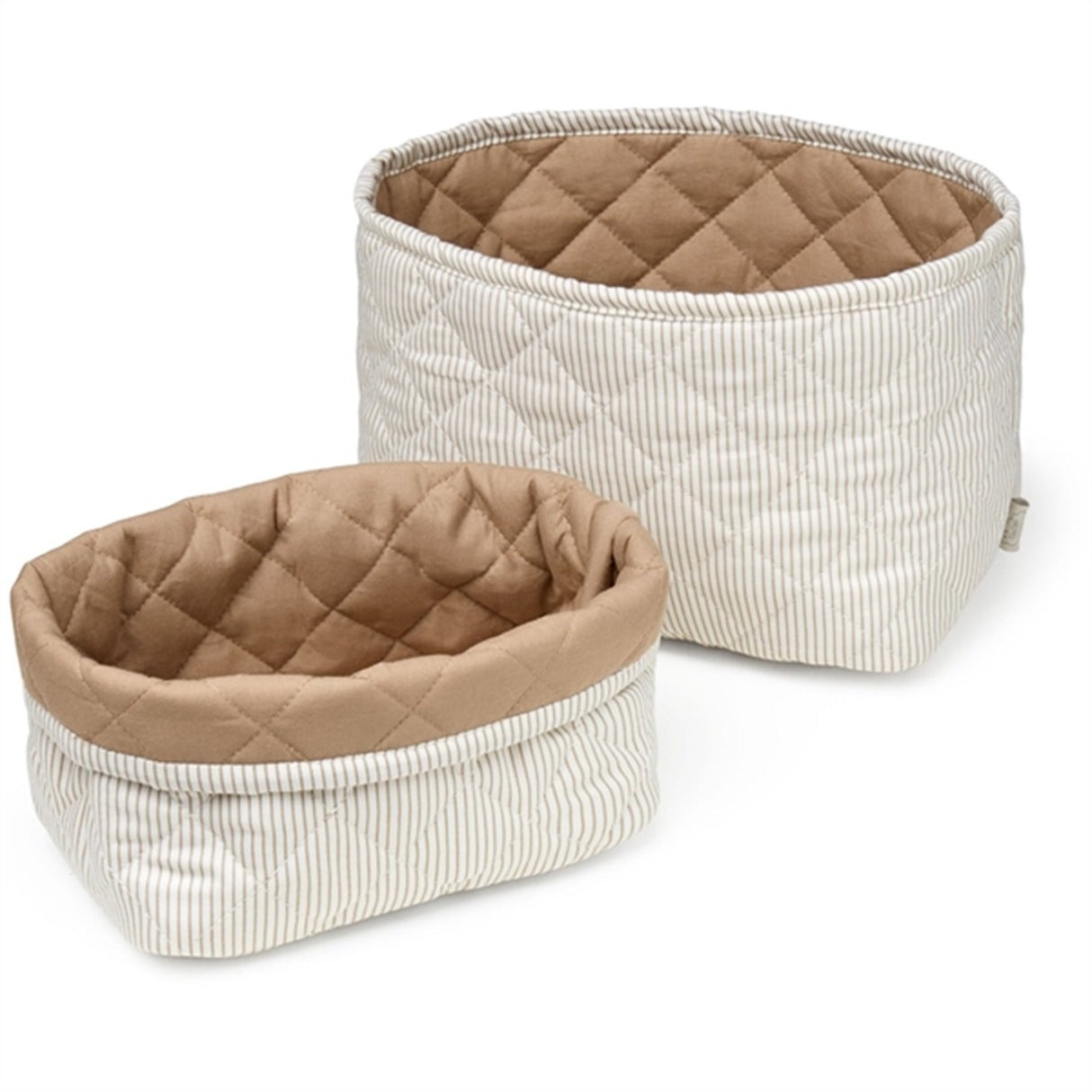 Cam Cam Copenhagen Quilted Storage Basket 2-pack Classic Stripes Camel