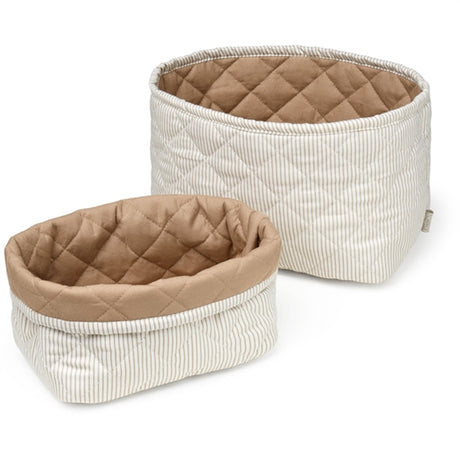 Cam Cam Copenhagen Quilted Storage Basket 2-pack Classic Stripes Camel