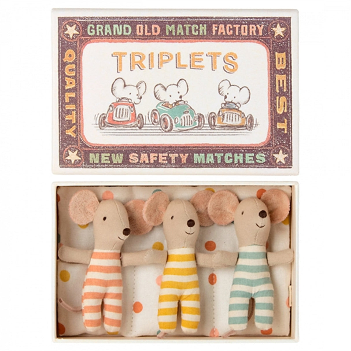 Maileg Triplets Baby Mouse In Matchbox