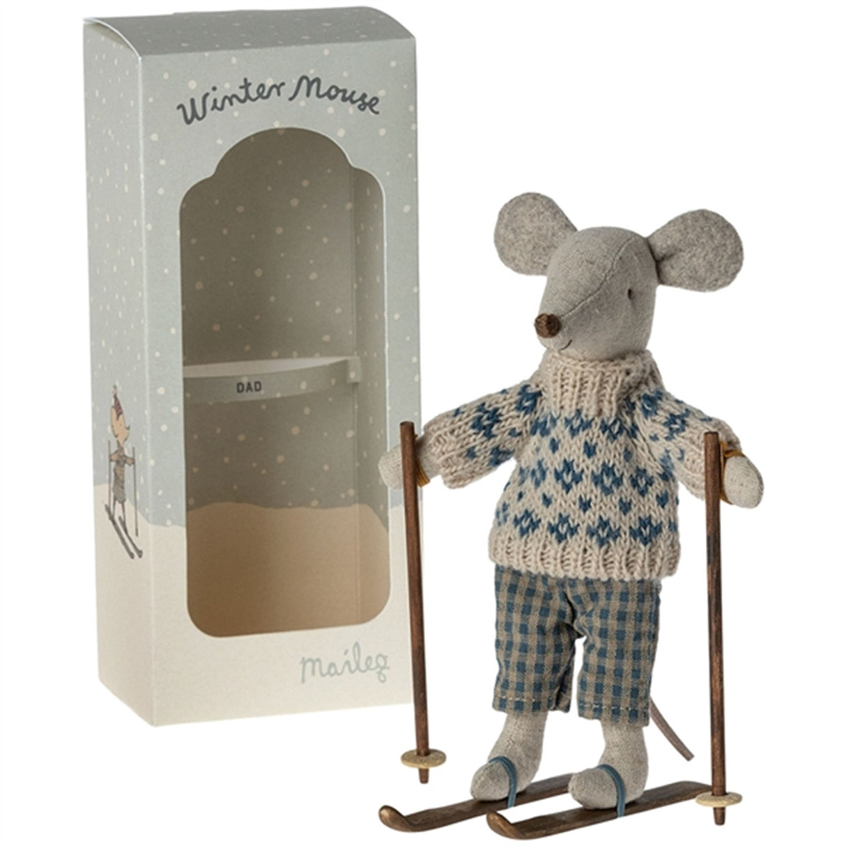 Maileg Winter Mouse With Ski Set, Dad