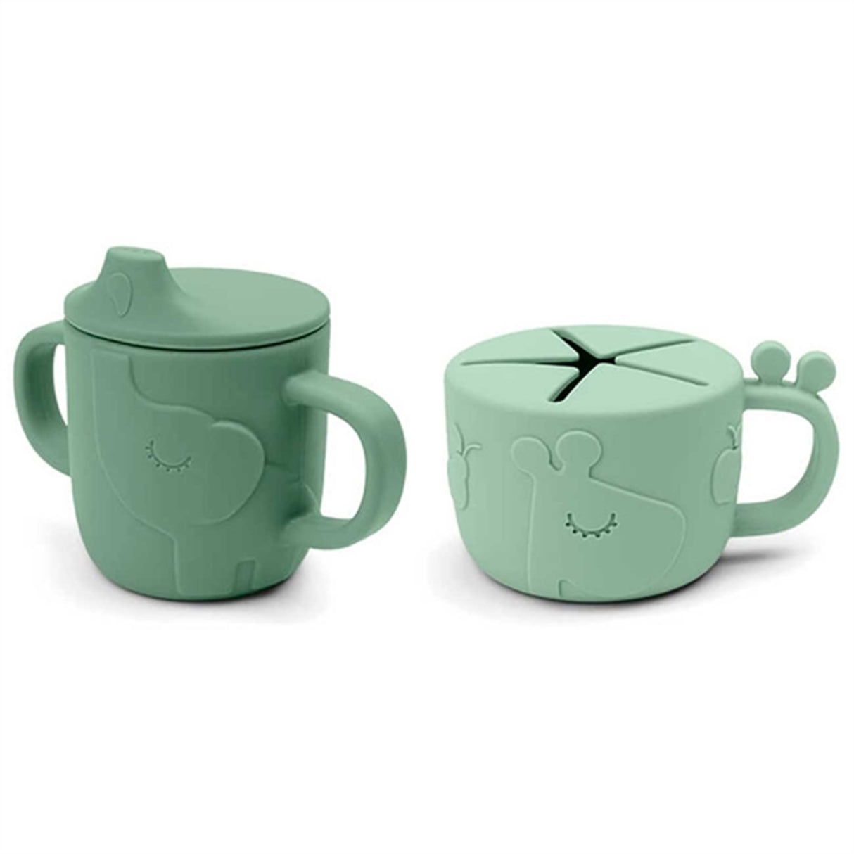 Done by Deer Peekaboo Spout/Snack Cup Set Deer Friends Green