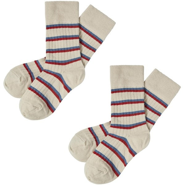 FUB Crimson Red/Azure 2-pack Thin Striped Socks