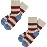 FUB Azure/Crimson Red 2-pack Two Tone Striped Socks