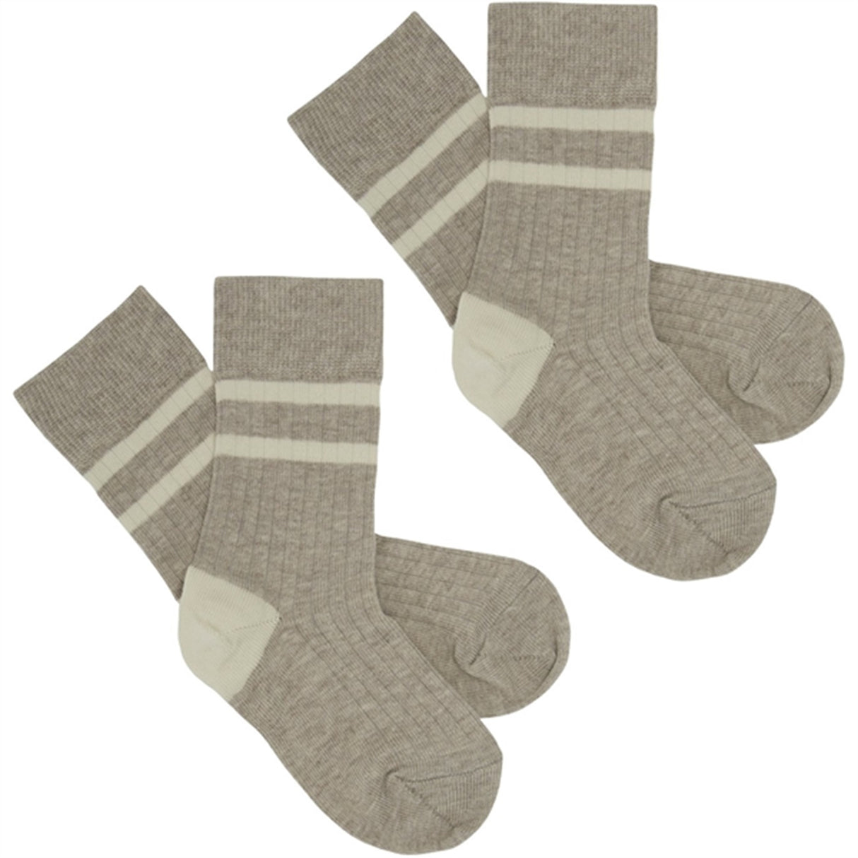 FUB 2-Pack Rib Socks Light Beige Melange