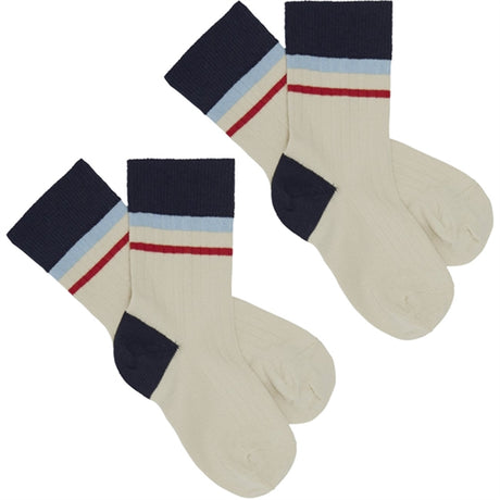 FUB 2-Pack Color Block Socks Ecru