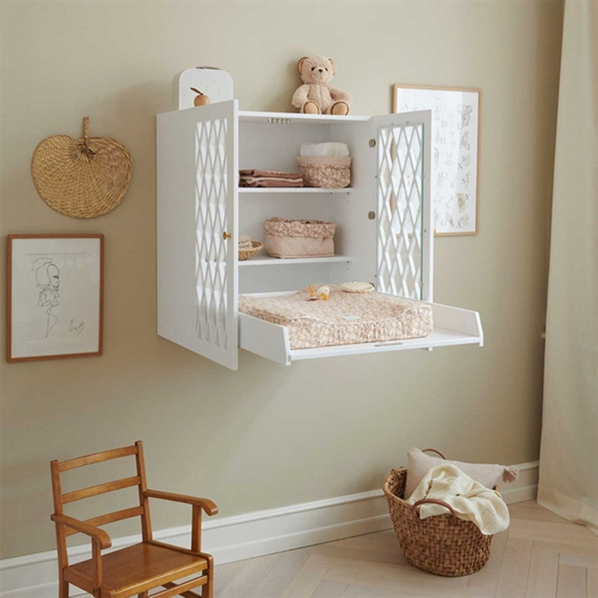 Cam Cam Copenhagen Harlequin Wall Hung Changing Table White