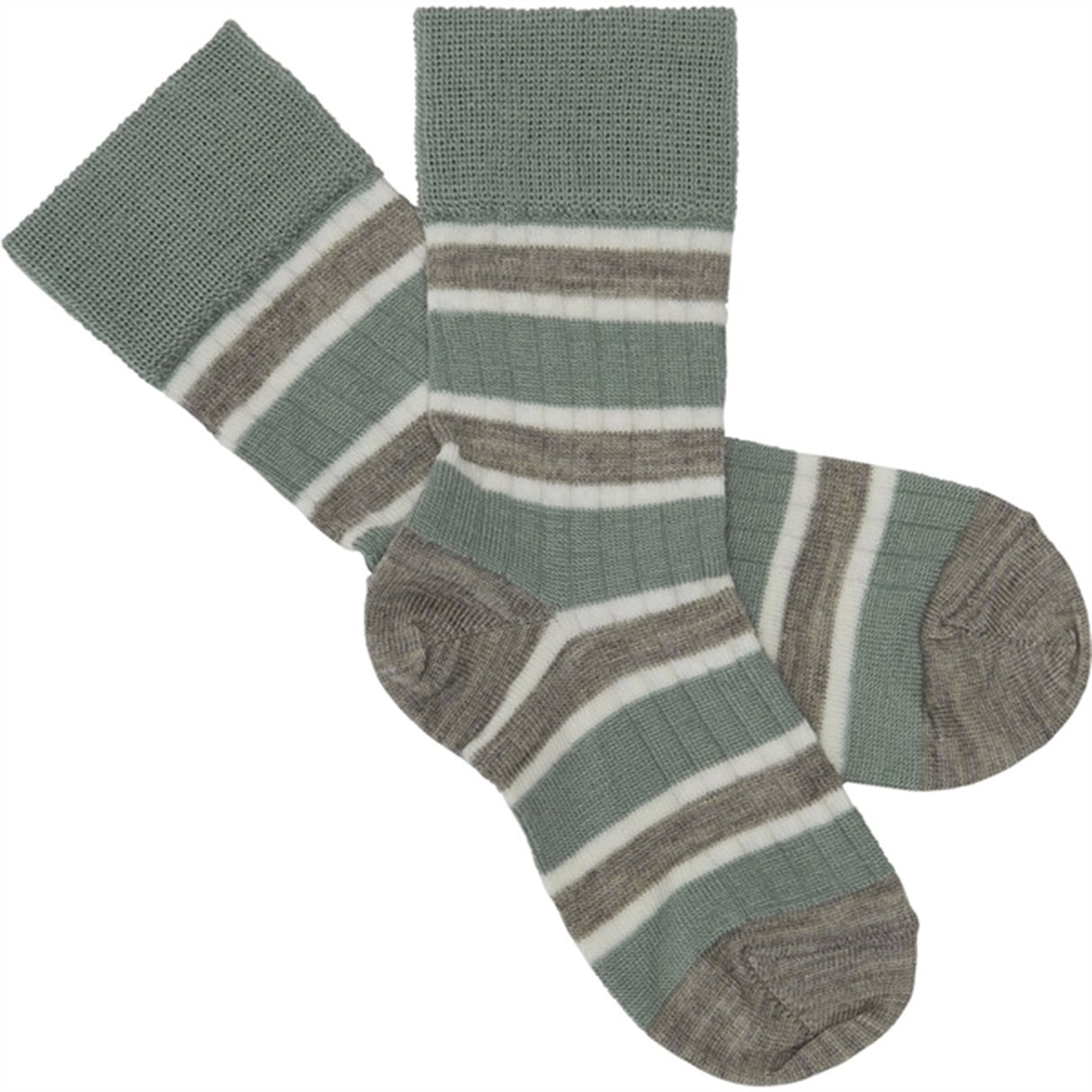 FUB 2-Pack Two-Tone Striped Socks Beige Melange