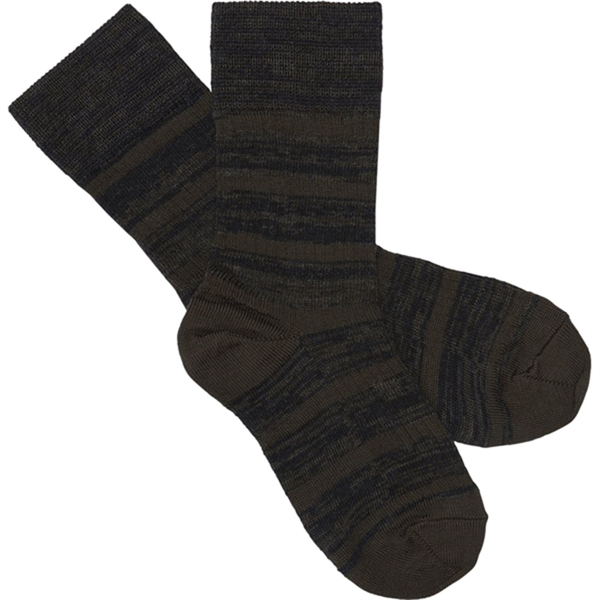 FUB 2-Pack Melange Striped Socks Chocolate/Dark Navy