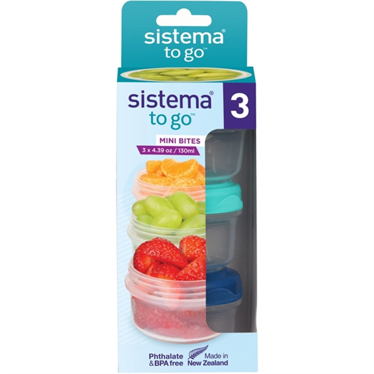 Sistema To Go Mini Bites Food Storage 130 ml Mixed Pack 3-pack