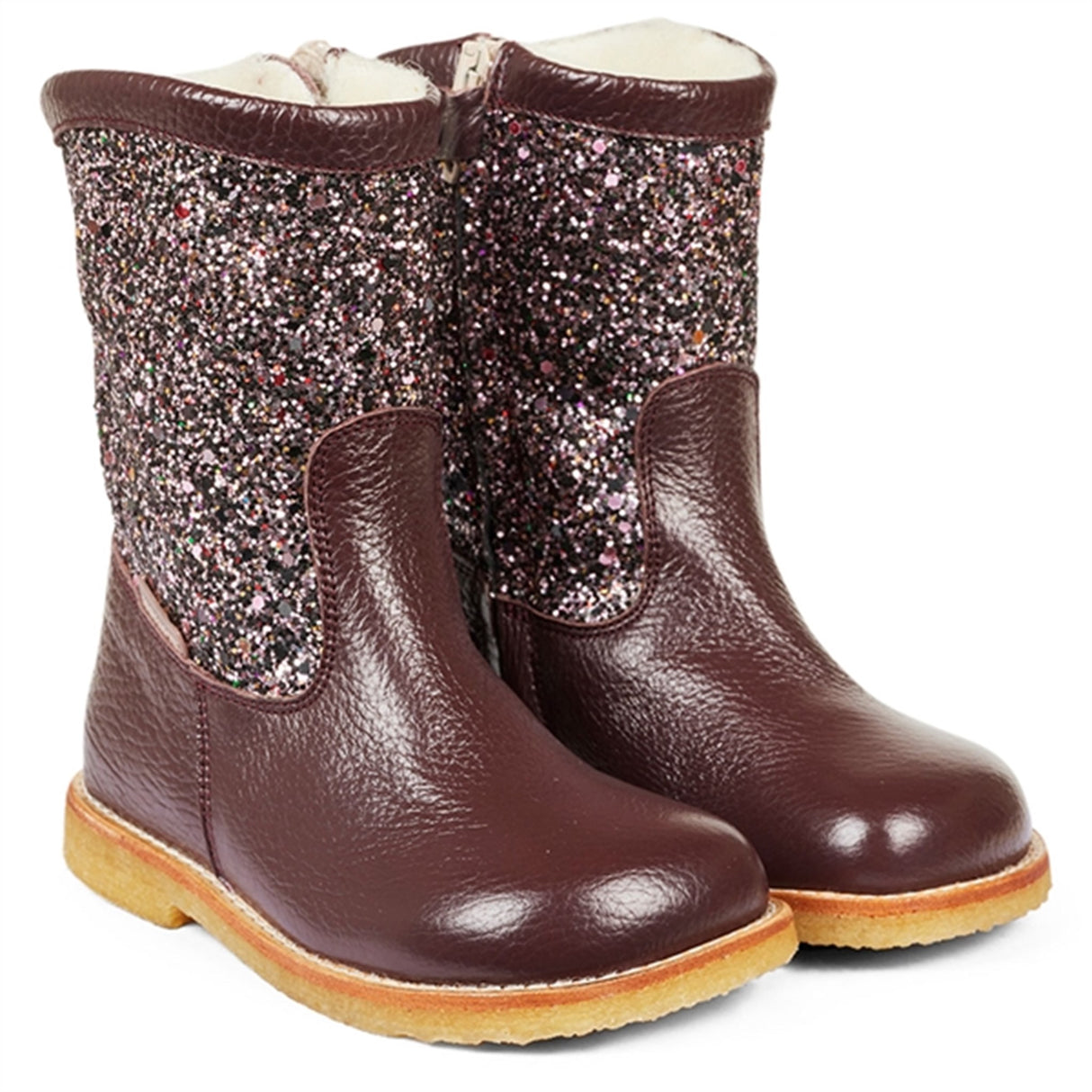 Angulus Tex Boots With Zipper Bordeaux/Bordeaux Multi Glitter