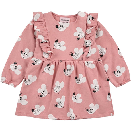 Bobo Choses Salmon Pink Mouse Dress AOP