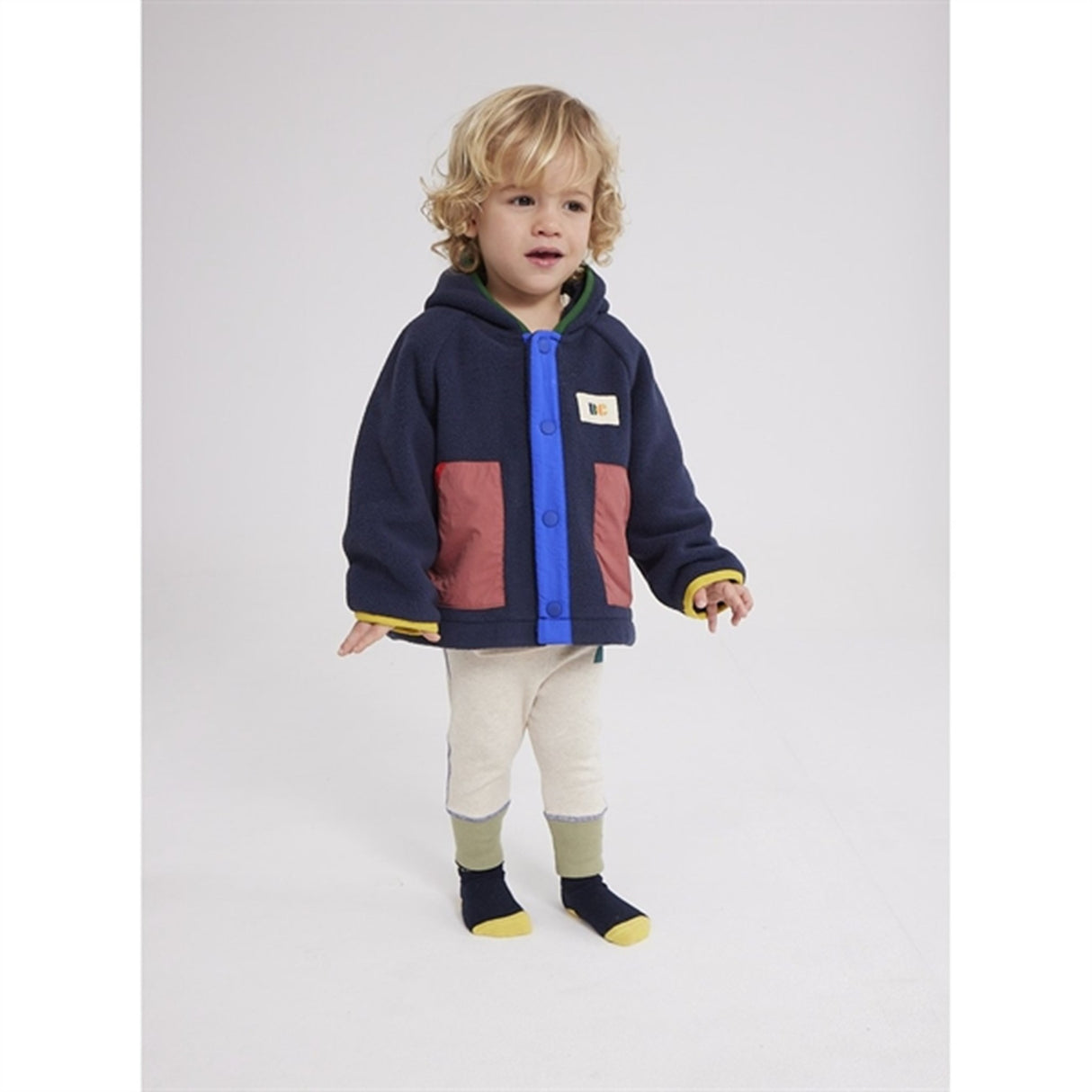 Bobo Choses Midnight Blue Color Block Polar Hooded Jacket 2