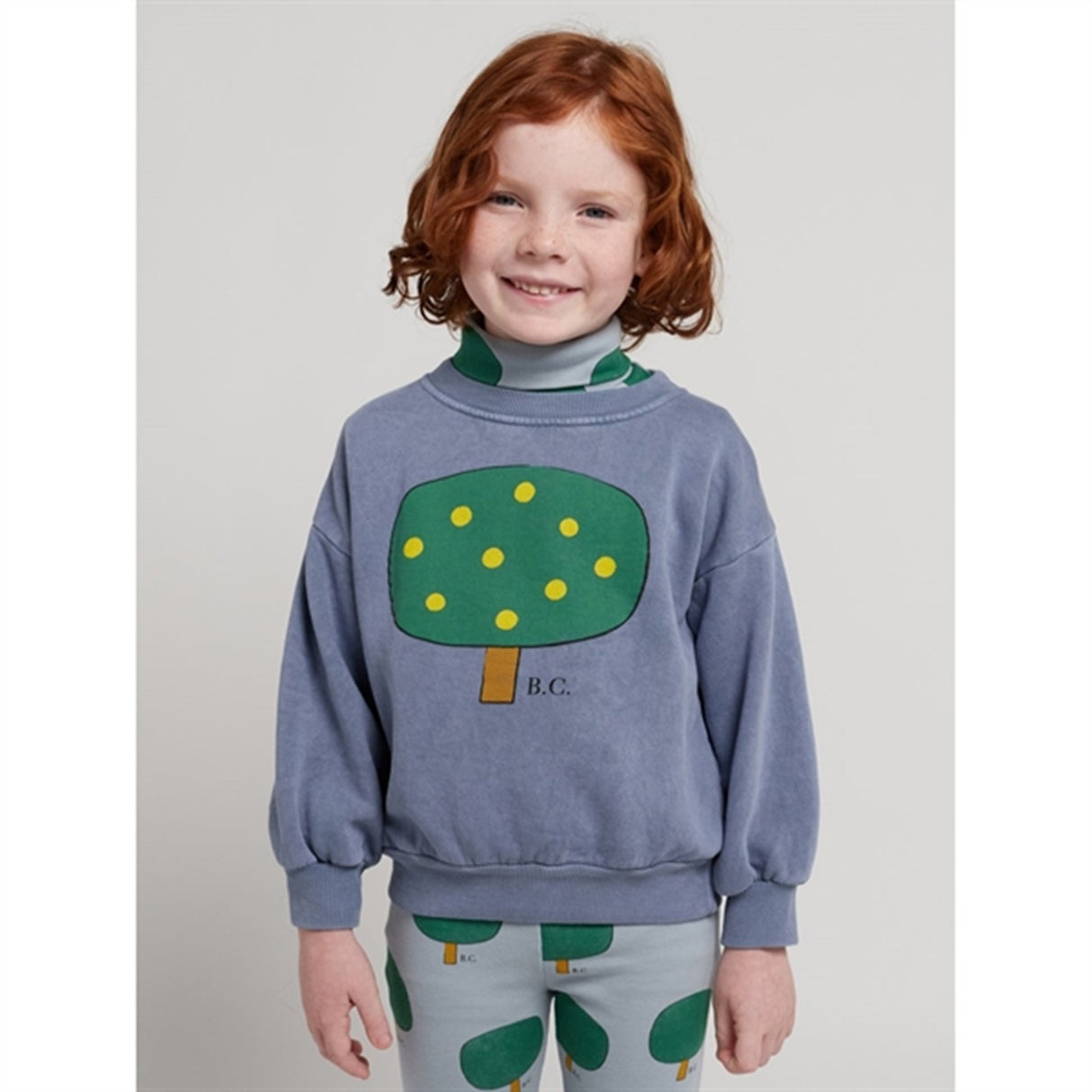 Bobo Choses Prussian Blue Green Tree Sweatshirt 5