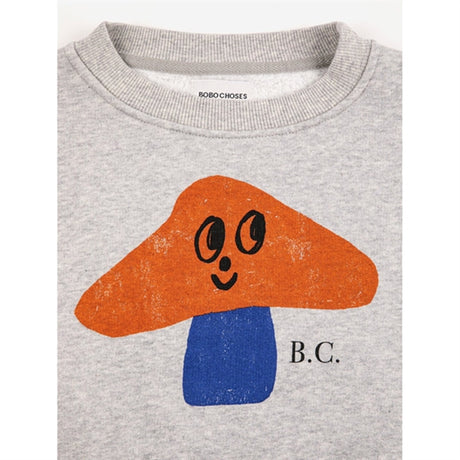 Bobo Choses Light Heather Grey Mr. Mushroom Sweatshirt 2