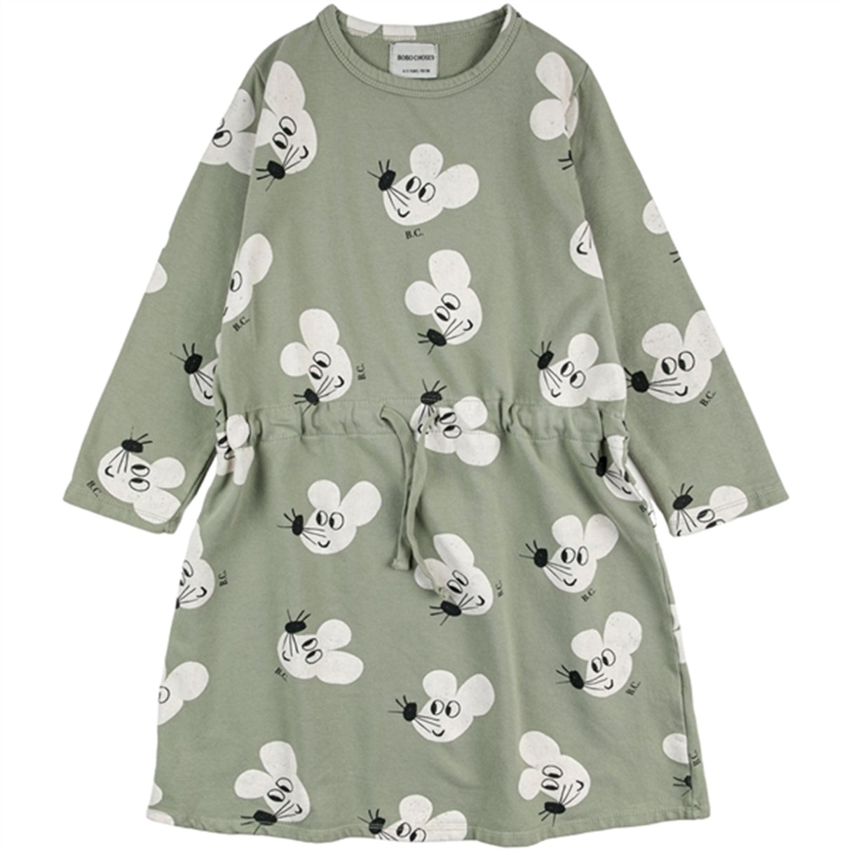 Bobo Choses Light Green Mouse Dress AOP