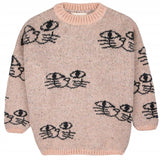 Bobo Choses Light Pink Smiling Cat Jacquard Knit Blouse AOP